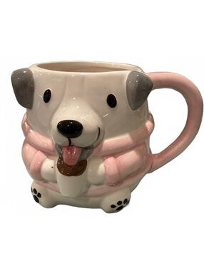 Sheffield Home Ceramic Dog Mug with Pink Scarf and Coffee Cup